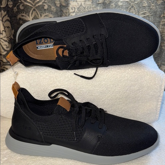 Izod Bannister Shoes Black Men's Lace-Up Sneakers Memory Foam Size 11 - Picture 3 of 13